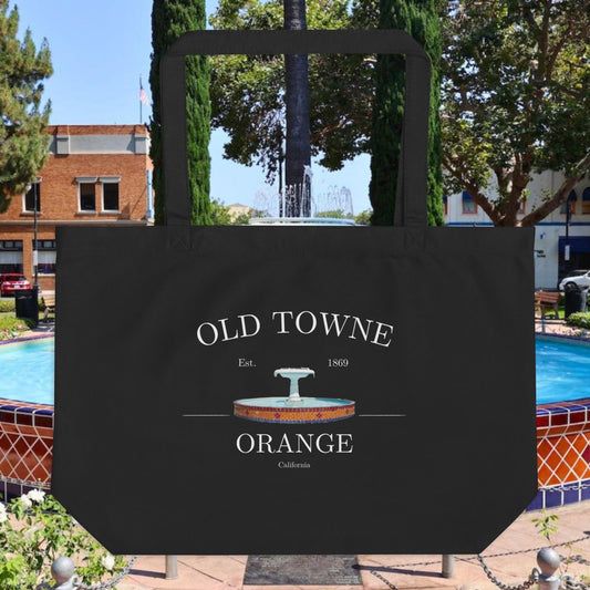 Orange Plaza Fountain Black Tote - XL