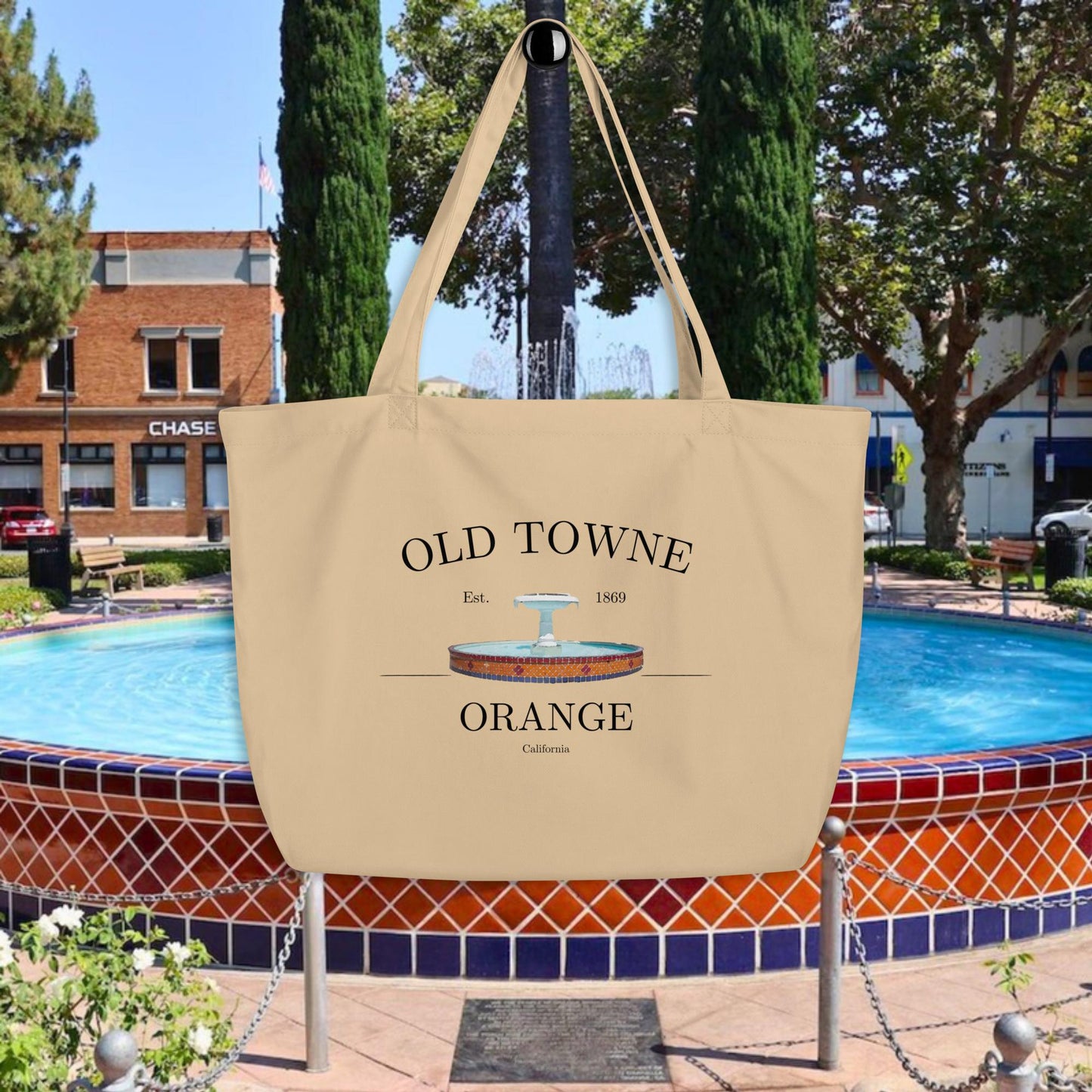 Orange Plaza Fountain Tote - XL