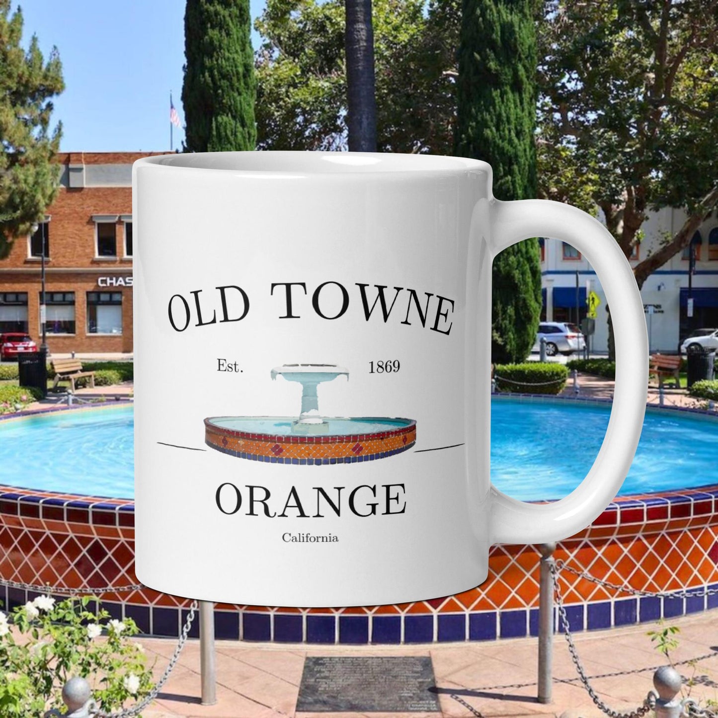 Orange Plaza Fountain Mug