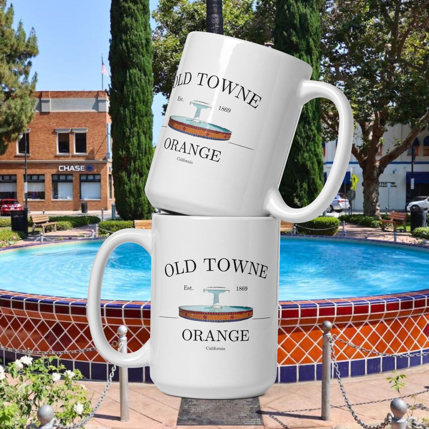 Orange Plaza Fountain Mug