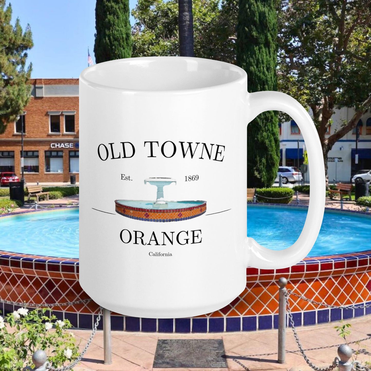 Orange Plaza Fountain Mug