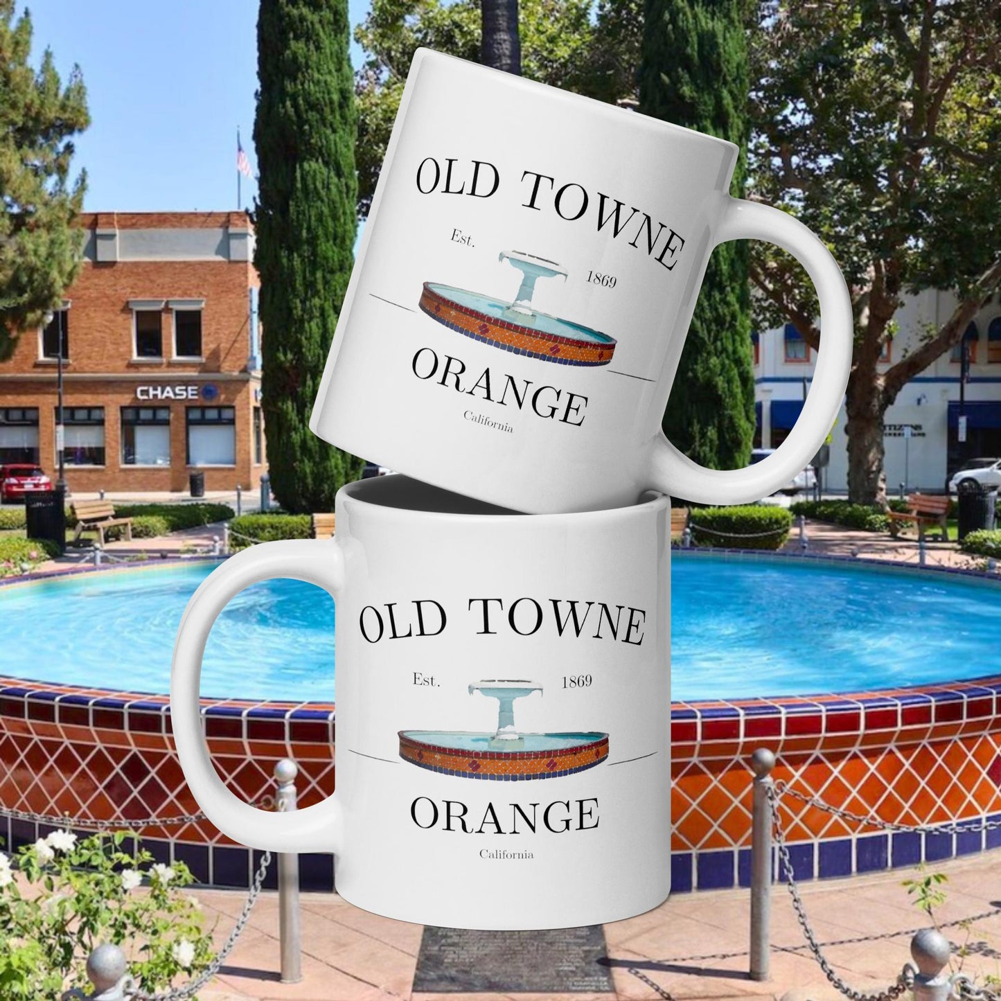 Orange Plaza Fountain Mug