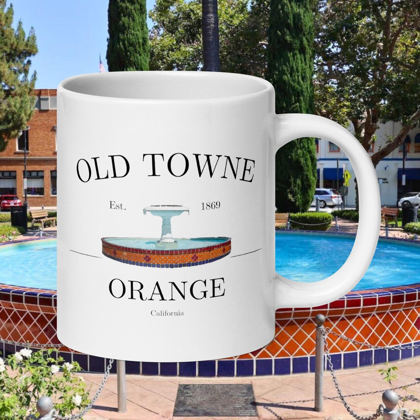 Orange Plaza Fountain Mug